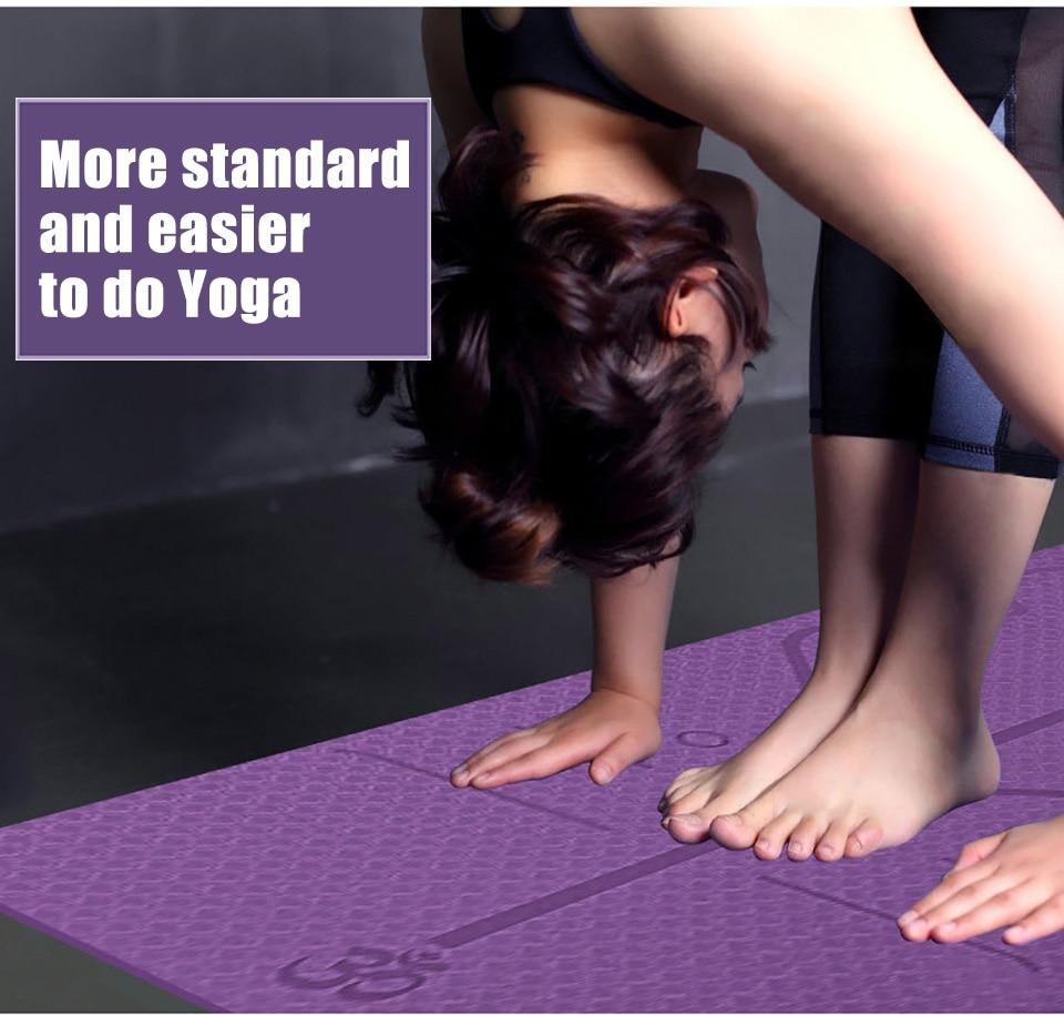 Tapis de yoga antidérapant avec lignes d'alignement 