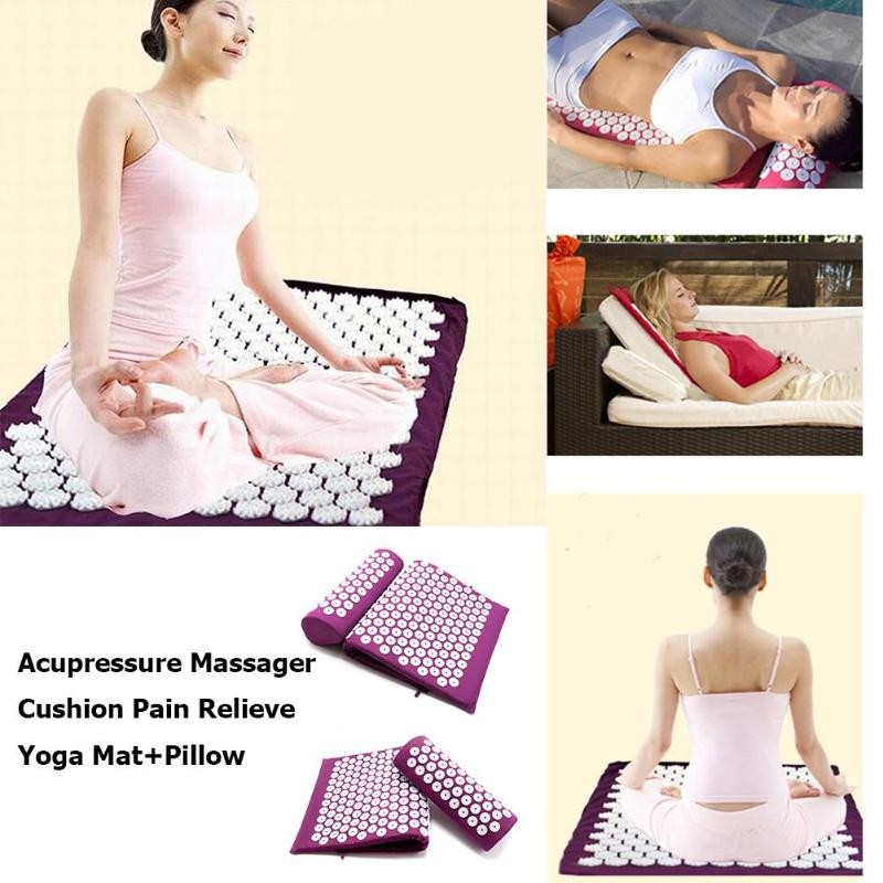 Ensemble tapis de yoga d'acupression et coussin de massage