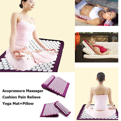 Ensemble tapis de yoga d'acupression et coussin de massage