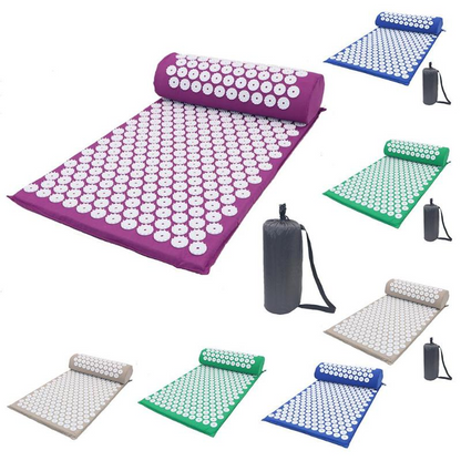 Ensemble tapis de yoga d'acupression et coussin de massage