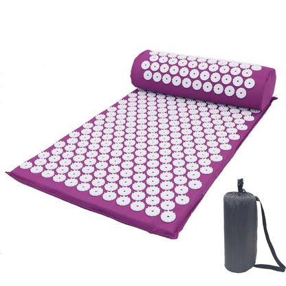 Ensemble tapis de yoga d'acupression et coussin de massage