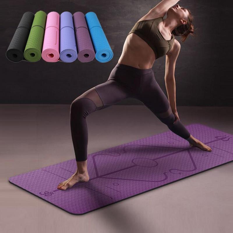 Tapis de yoga antidérapant avec lignes d'alignement 