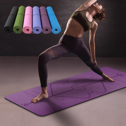 Tapis de yoga antidérapant avec lignes d'alignement 