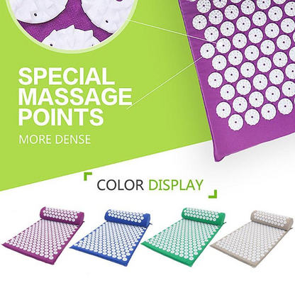 Ensemble tapis de yoga d'acupression et coussin de massage
